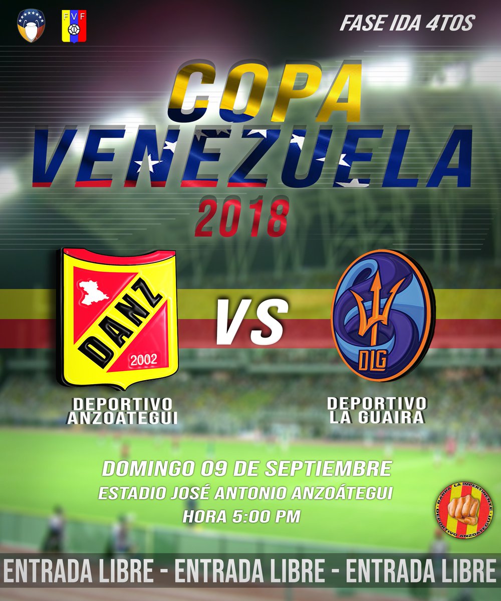 LaImpertinente's tweet photo. #DeporCopa| Estamos preparados para el #PartidoDeIda de #CopaVenezuela contra @DvoLaGuaira  seguimos la ruta de la #MaquinariaAurirroja 

PLC
Domingo 9 de Septiembre
5:00 PM 
Estadio José Antonio Anzoátegui

#4tosDeFinal
#SeguimosLaRuta
#VamosXMás https://t.co/o1Yd86XfWa