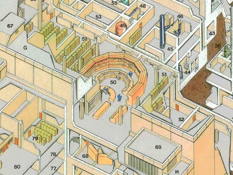 En el edificio de control (G) se encuentran todos los equipos necesarios para la operación a distancia del reactor y de sus sistemas auxiliares en situación normal y en emergencia, destacando la Sala de Control (50), lugar donde trabajamos los operadores y supervisores.