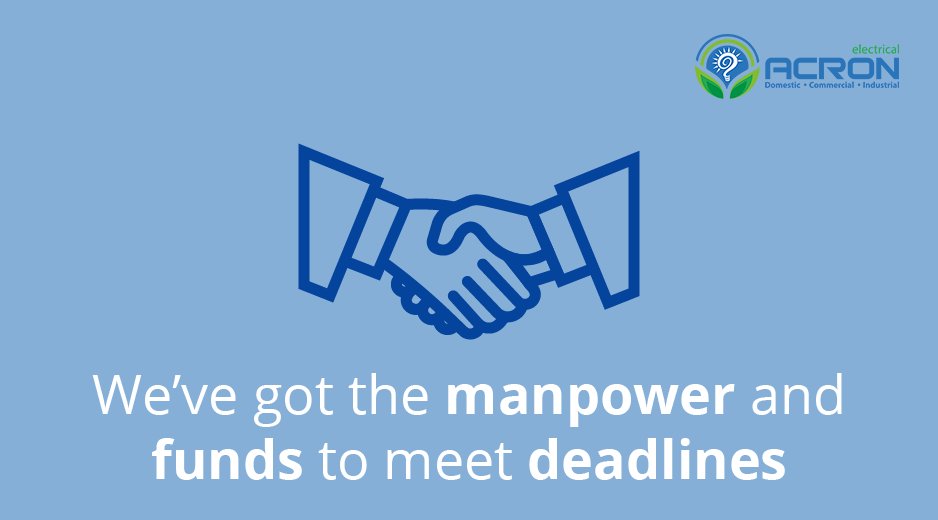 AcronElectrical's tweet image. Why choose Acron to partner your construction company on a project? We’ve got the manpower and funds to meet tight project timeframes!