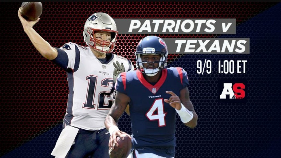 NFLSpeaks's tweet photo. NEW ENGLAND PATRIOTS vs. HOUSTON TEXANS 
Sunday, Sept. 9, 2018 at 1:00 p.m. ET. Gillette Stadium #GoPats https://t.co/X4ad4wruZj