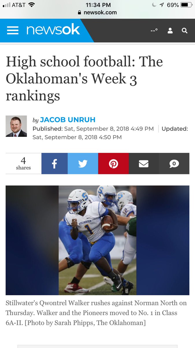 TuckerBarnard's tweet photo. Thanks to ⁦@NewsOKSports⁩ for the ⁦@StillwaterFB⁩ ranking! #cantstopwontstop https://t.co/axWPg3cfTv