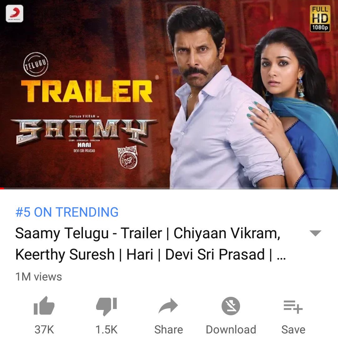 vconnectu's tweet photo. #Fastest1MViewsForSAAMYTrailer

 👉 https://t.co/gGRMwvugCO 

#ChiyaanVikram #ConnectCinema @KeerthyOfficial @aishu_dil #DirectorHari_ @ThisIsDSP @ThameensFilms @shibuthameens @auraacinemas @PushyamiFM @SonyMusicSouth @proyuvraaj https://t.co/pXfp4oquQV