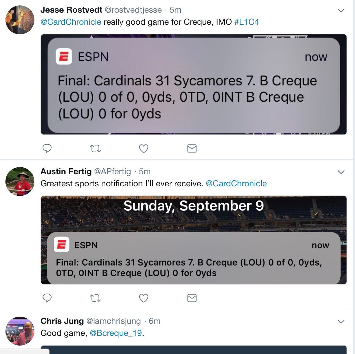 CardChronicle's tweet photo. Keep your head up, @Bcreque_19. Minor setback for a major comeback. https://t.co/d6ySqXc1Bf