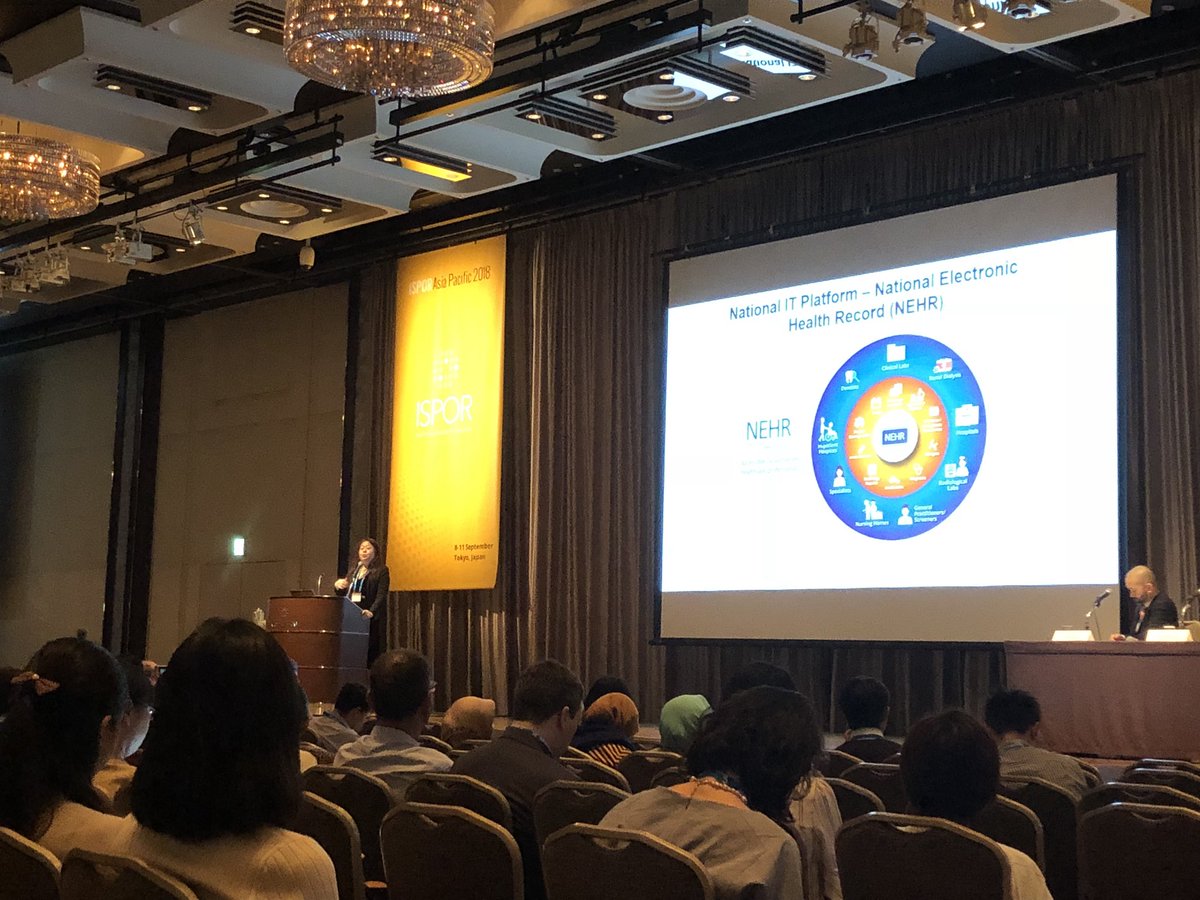 Graeme_Jacombs's tweet photo. At #ISPORTokyo session on digital health in Asia Pacific. Huei-xin Lou sharing Singapore’s progress with national EMR platform https://t.co/jPedfloy0z