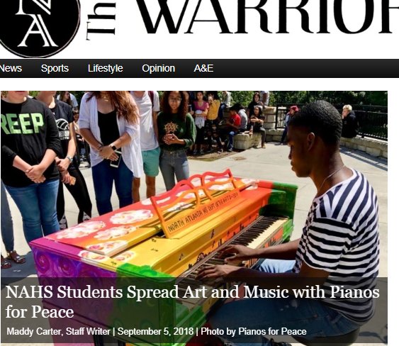 Myriads of Melodies: The North Atlanta art department has brought forth a heartfelt project after partnering with the "Pianos for Peace" organization. The result is a dazzling piano draped with rainbows and song. Find out more about this vibrant artwork at thewarriorwire.org
