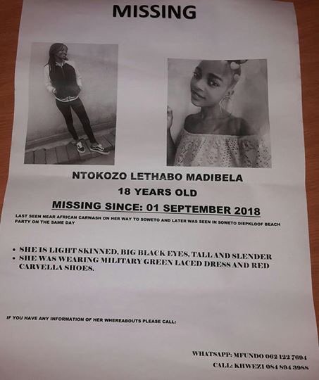 She was last seen in Soweto. 

Retweet For Awareness