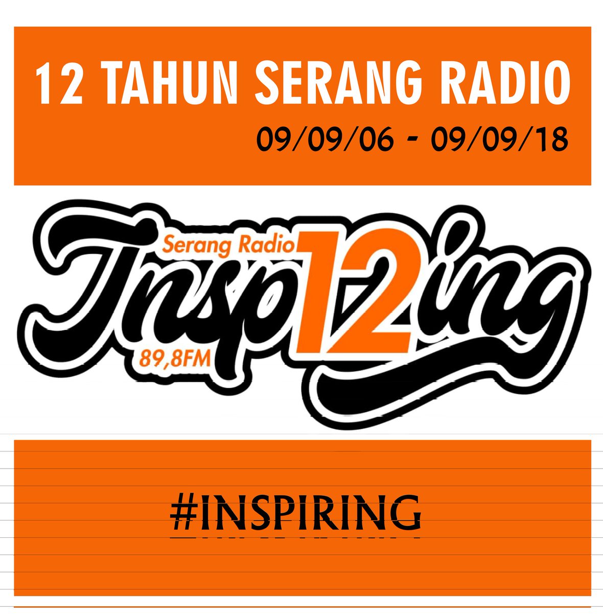 Alhamdulillah,
tepat hari ini 9 September 2018. 12 Tahun Usia kami.
Semoga tetap menjadi sahabat di Banten.
Tetap meng #INSPIRING
12 th #INSPIRING ❤❤
#anniversary #SerangRadio