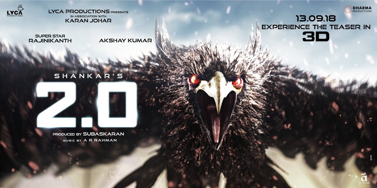 Box_Office_BO's tweet image. #2PointOTeaser in 4 days!

#2PointO #Robot2 #4DaysTo2PointOTeaser @rajinikanth @akshaykumar @LycaProductions @2Point0movie @DharmaMovies @karanjohar