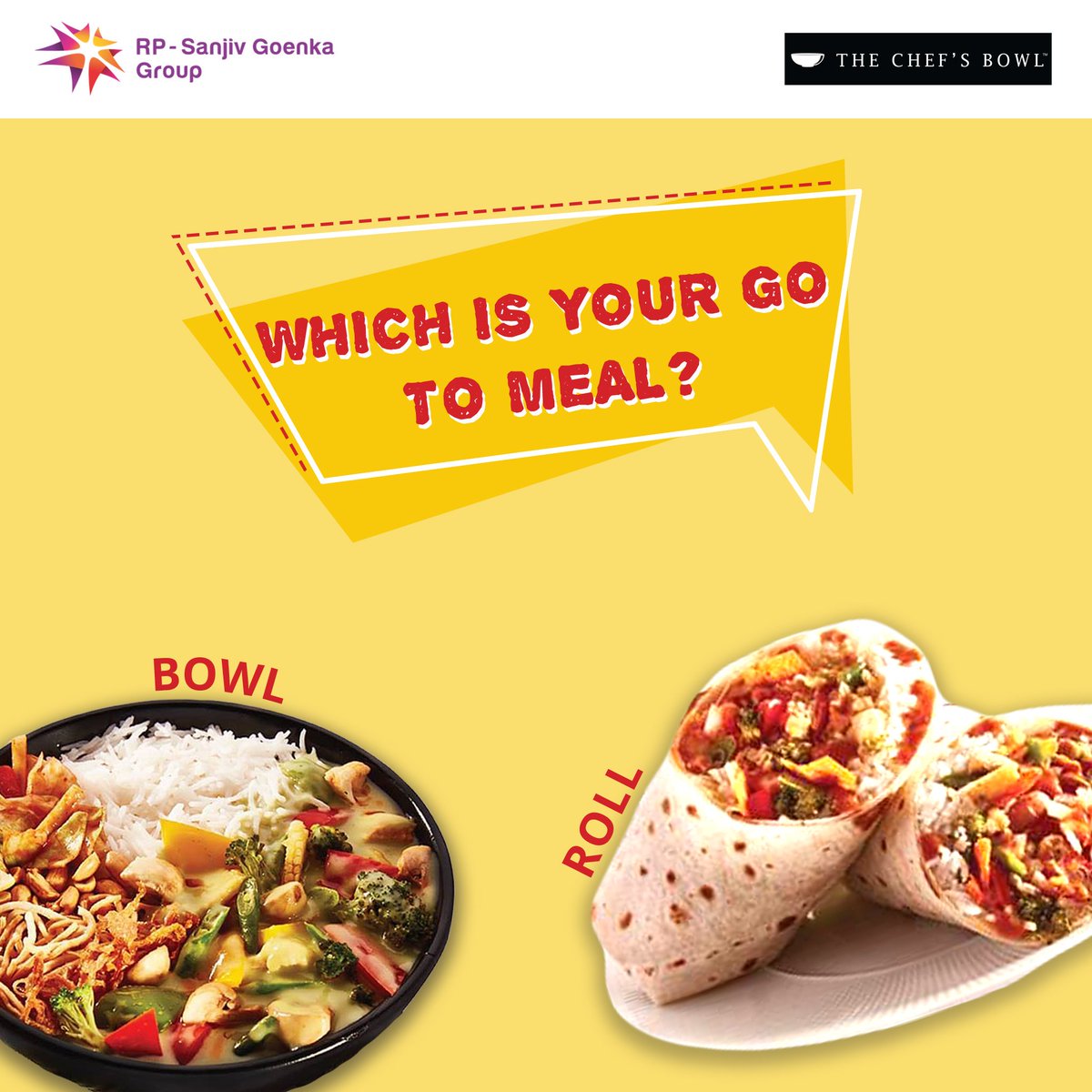 rpsggroup's tweet photo. There are two kinds of foodies - ones who prefer bowls and ones who love rolls. Tell us in the comments section which one are you?
.
#RPSanjivGoenka #RPSGgroup #TheChefsBowl #GoToMeal #GrowingLegacies https://t.co/RgwhPGzpvm