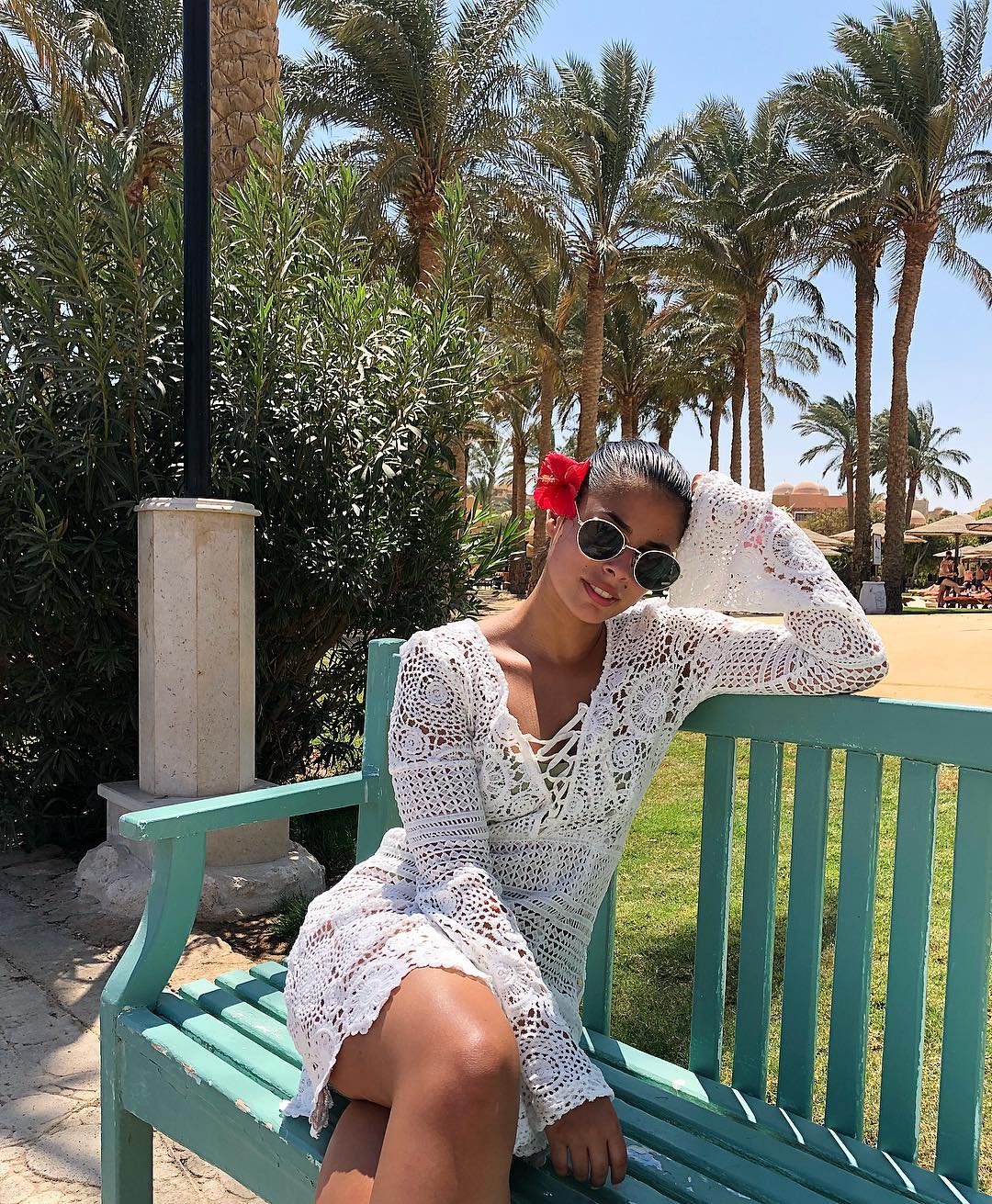 PrettyLittleThing on X Beach babe gingerroseofficial got us vacay dreamin in the White Tie Front Flare Sleeve Crochet Lace Bodycon Dress https t feUknVyCAq https t qu0oLZzR5r X