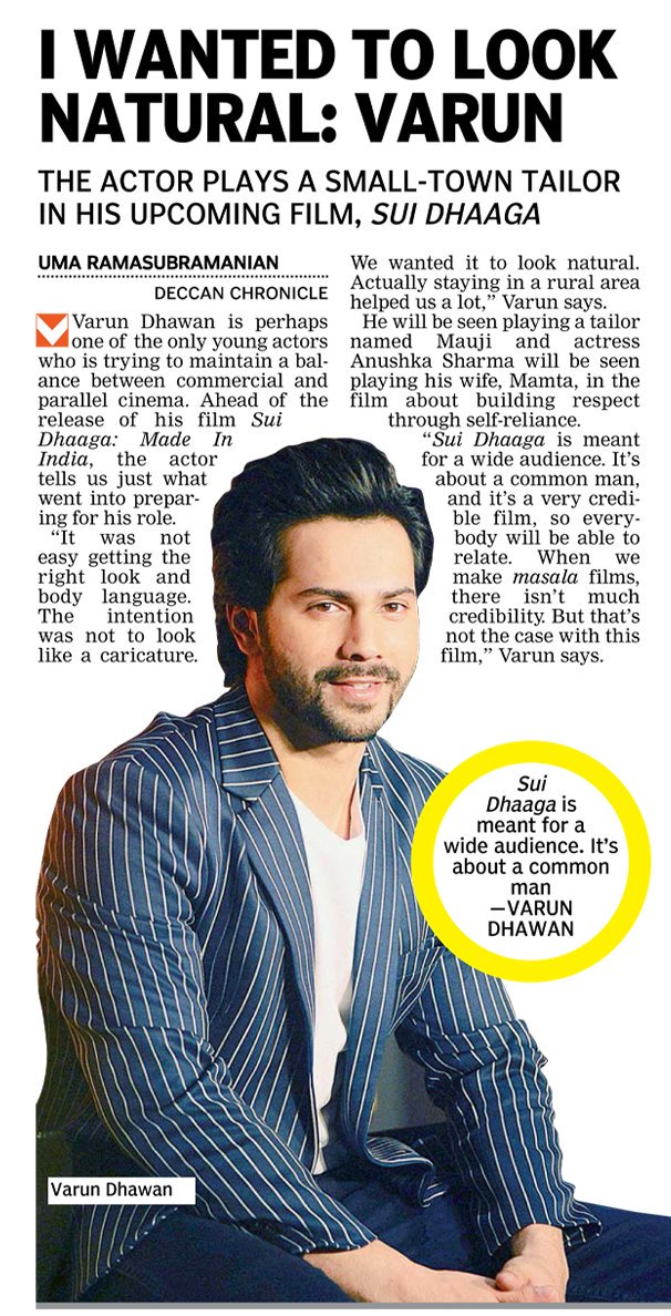 VarunDvn_Army's tweet photo. I wanted to look natural : @Varun_dvn 👍
#SuiDhaagaMadeInIndia https://t.co/oHtkhXW56p