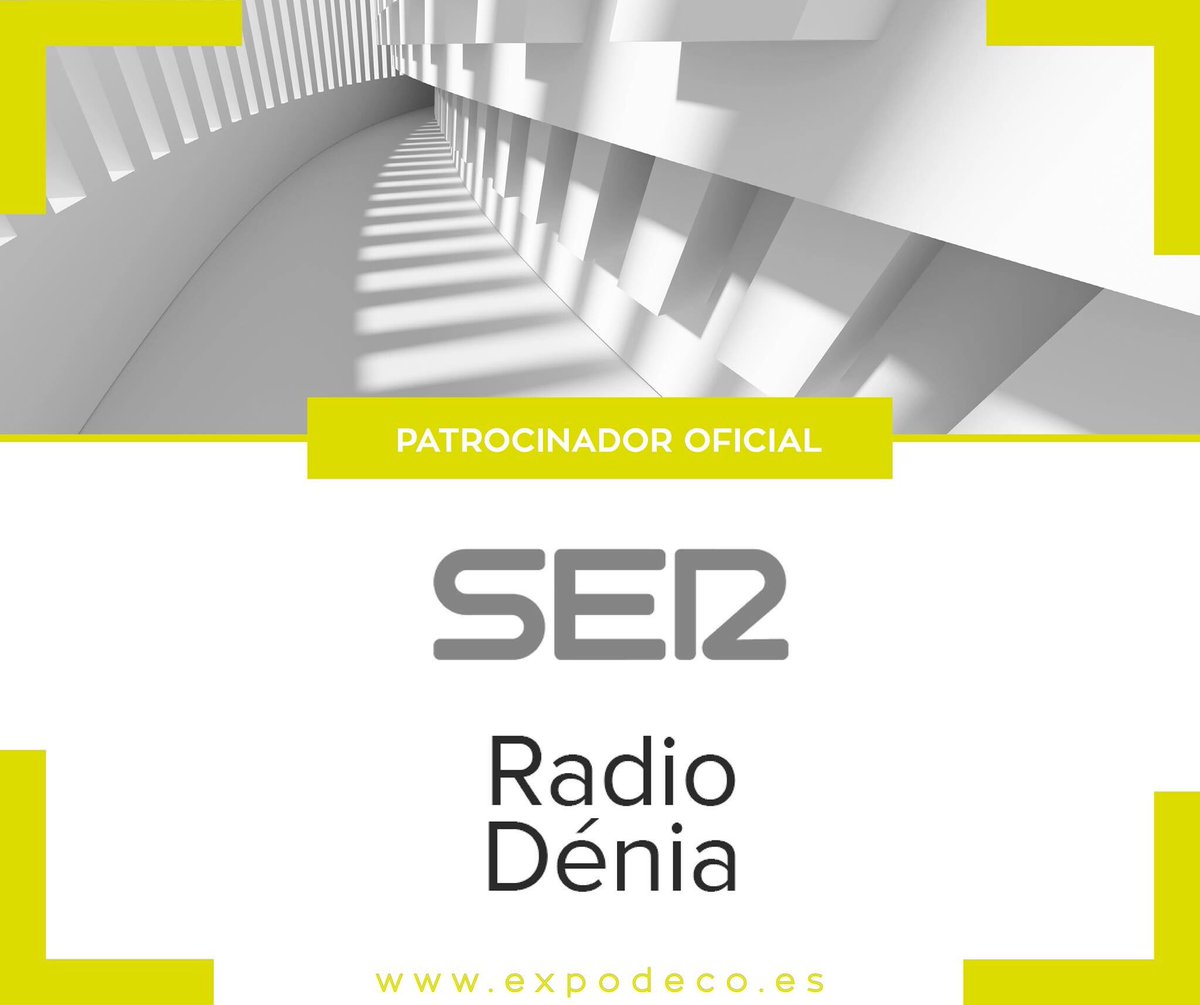 EXPODECOes's tweet image. ¡Nos enorgullece dar la bienvenida a Radio Dénia Cadena SER como #patrocinadoroficial de la 2ª edición de #ExpoDeco el salón de #arquitectura, #diseño y #decoración de la #CostaBlanca. ¡Gracias Sergio Dénia y a todo el equipo de Radio Dénia por vuestro apoyo y confianza!