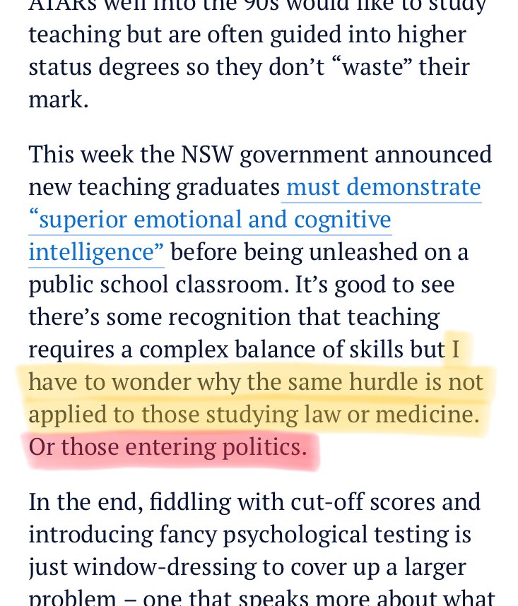 🔥 This burn is just one of many things to love about 
“Teaching is a career calling, not a cop out” - way to go Ally. smh.com.au/education/teac… via <a href="/smh/">The Sydney Morning Herald</a>