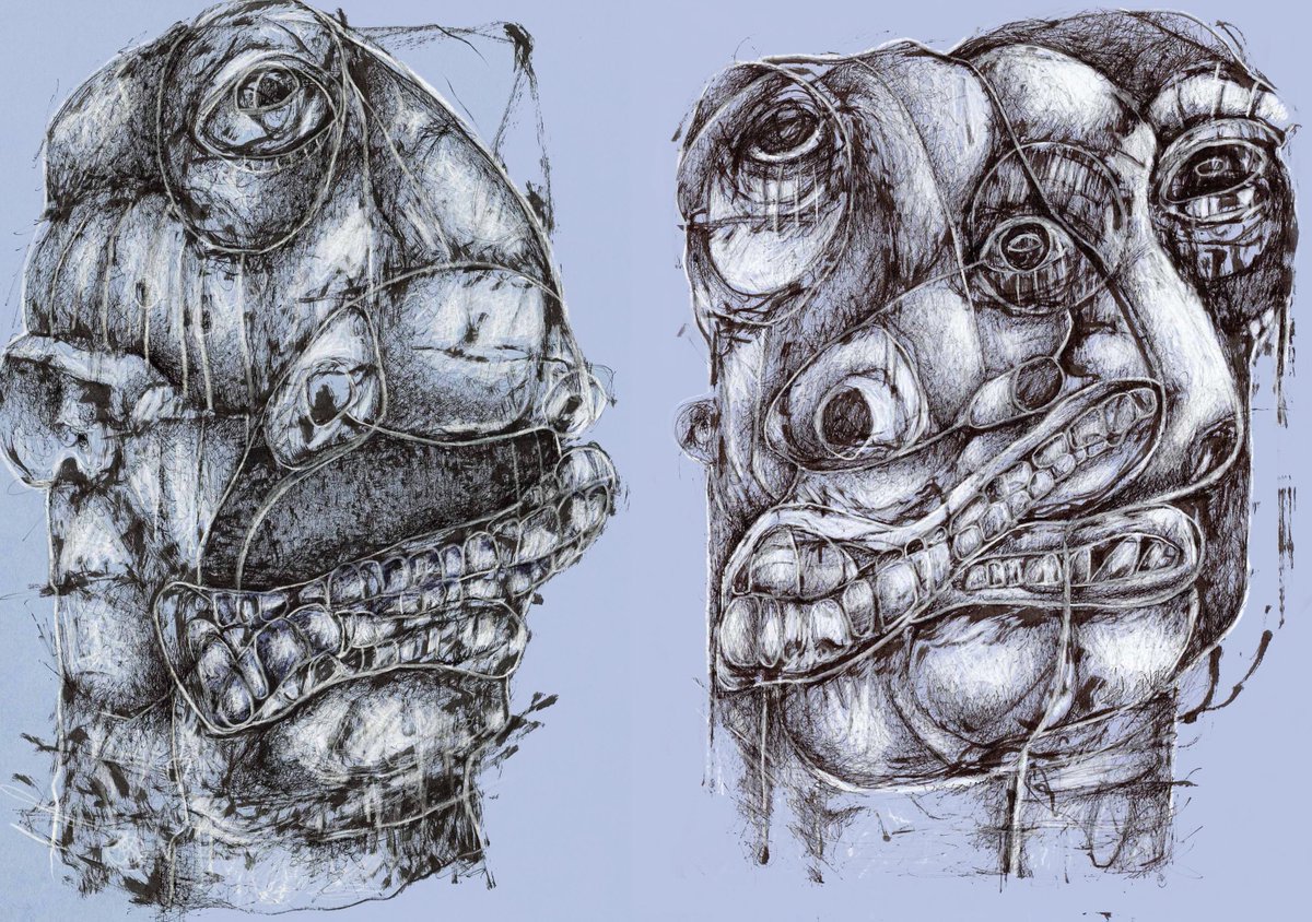 eleanoradairart's tweet image. I think of my portraits as all the faces I've absorbed along the way. "Line Faces", pen and conte on card, 30x20cm #portrait #art #drawing #scottishart 
eleanoradair.com