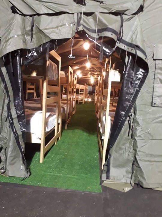 dressagehub's tweet photo. World class housing for the groom's at #WEG2018 #TryonFail https://t.co/givsUrS3dp
