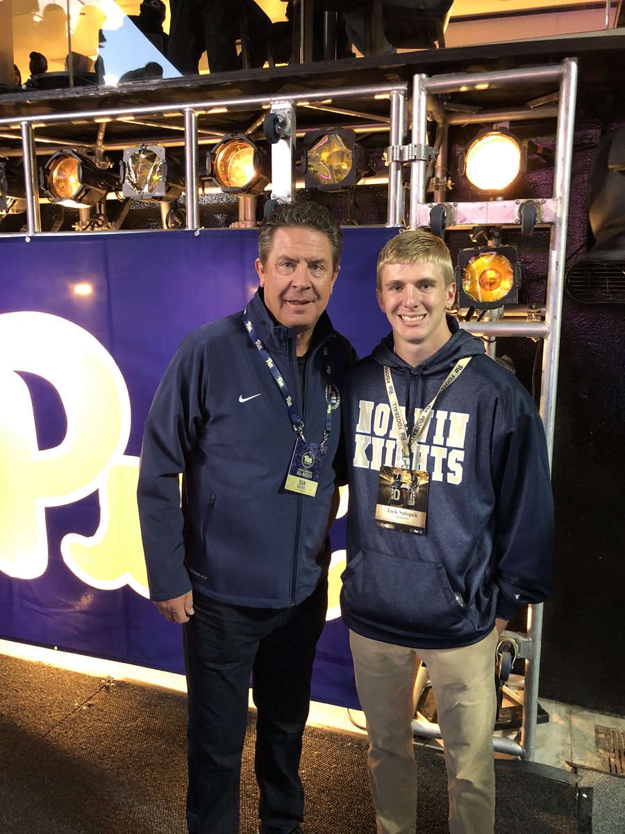 JackSalopek's tweet photo. Great experience at the Pitt game last night! Thank you to @CoachPerish @CoachWattsPitt and @CGalupi12 for inviting me down! @DanMarino https://t.co/HKbZDkwqlY