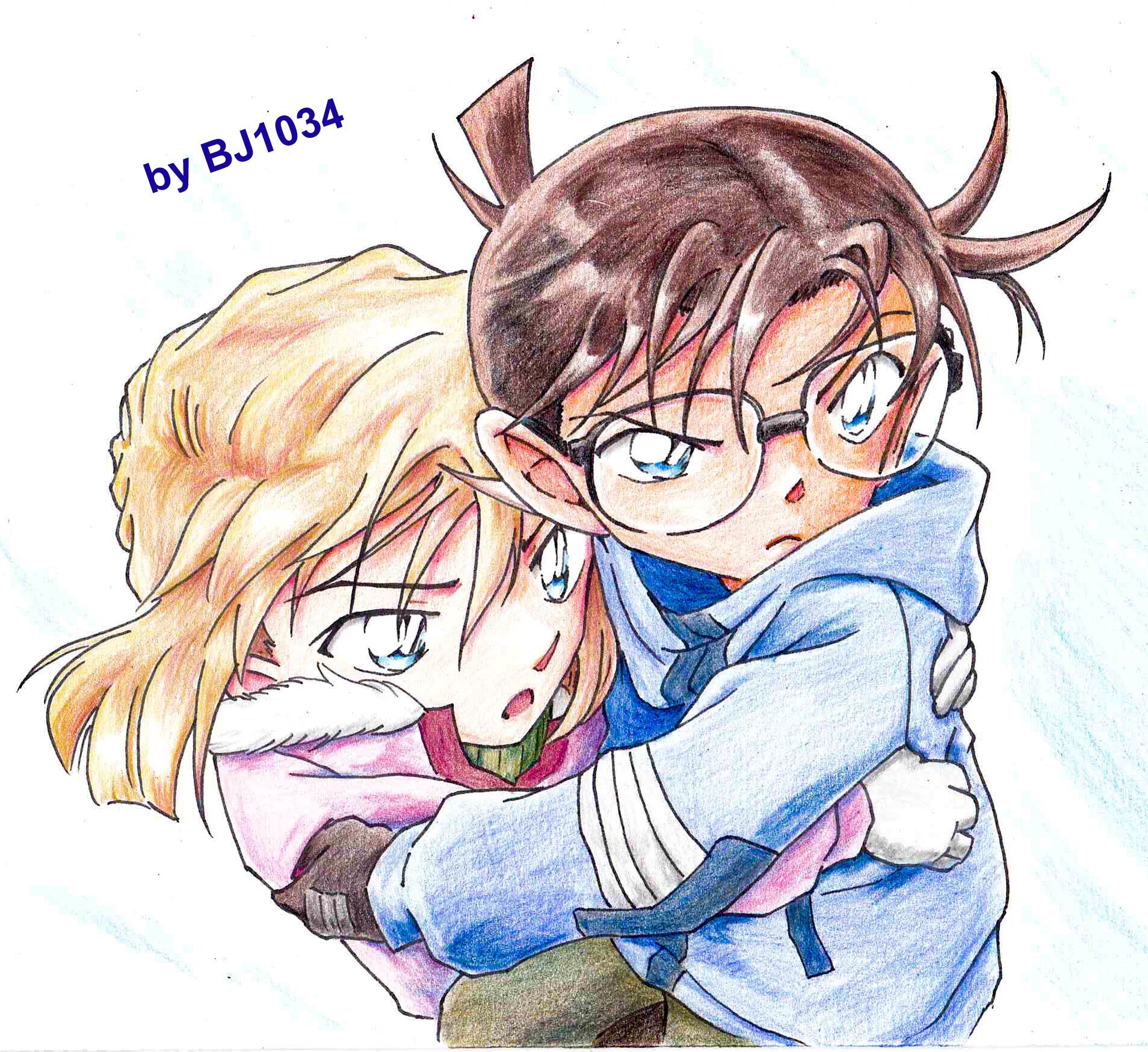 手描きイラスト 原画 色紙ART5 灰原哀 名探偵コナン 水彩 ハガキ