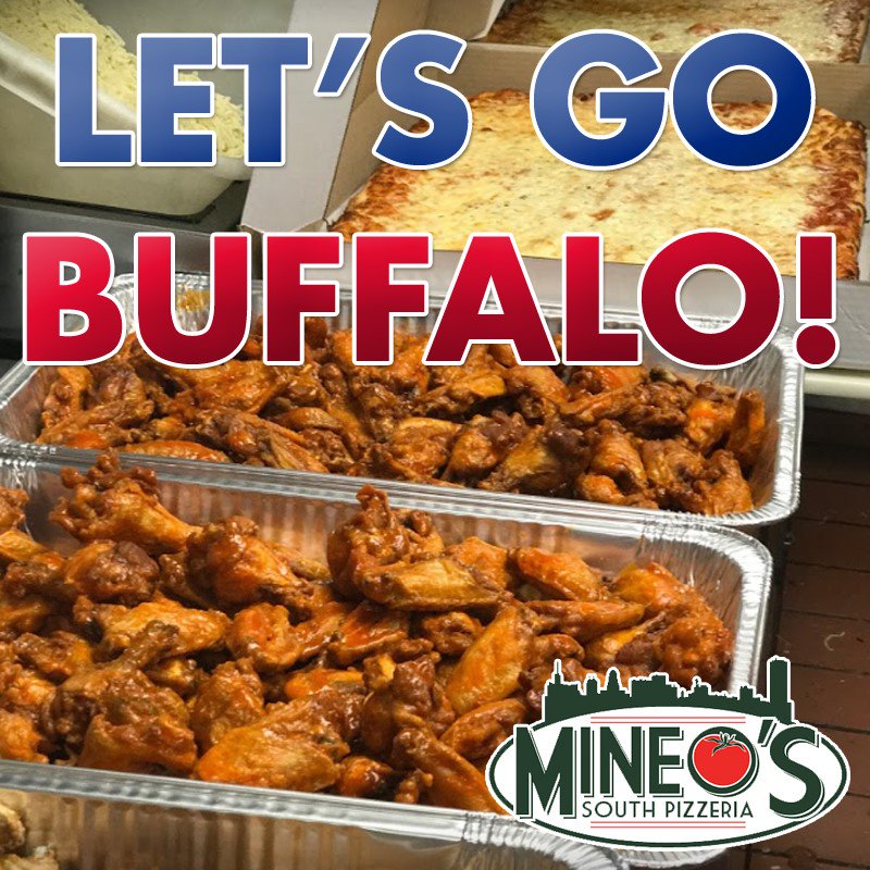 MineosSouth's tweet photo. Regular season football and pizza &amp; wings are a Sunday afternoon staple in Buffalo!
Fast delivery and pickup:
716-823-6228 https://t.co/ZrShg6qQG1