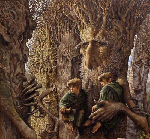 HPL_JDeLaughter's tweet image. ⚔️“You must understand, young Hobbit, it takes a long time to say anything in Old Entish. And we never say anything unless it is worth taking a long time to say” 🎨Stephen Hickman⚔️#Tolkien #LOTR #Treebeard