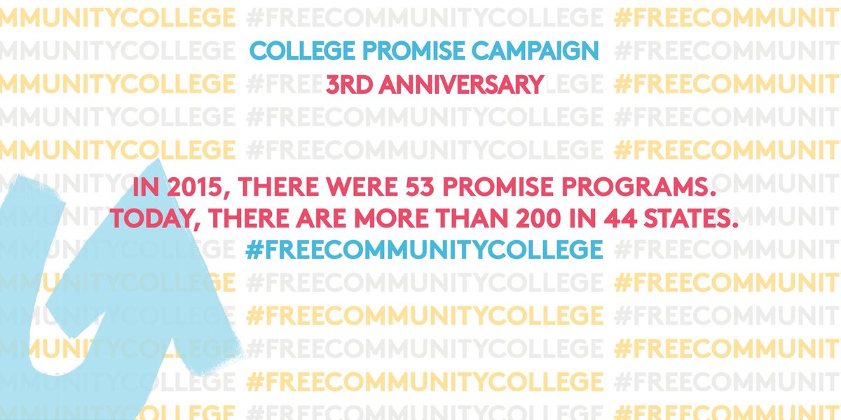 Today marks our third anniversary! The movement has grown tremendously over the past three years with hundred thousands of students benefiting from #freecommunitycollege. 
Join the movement now to bring more Promise programs to more communities. collegepromise.org/join