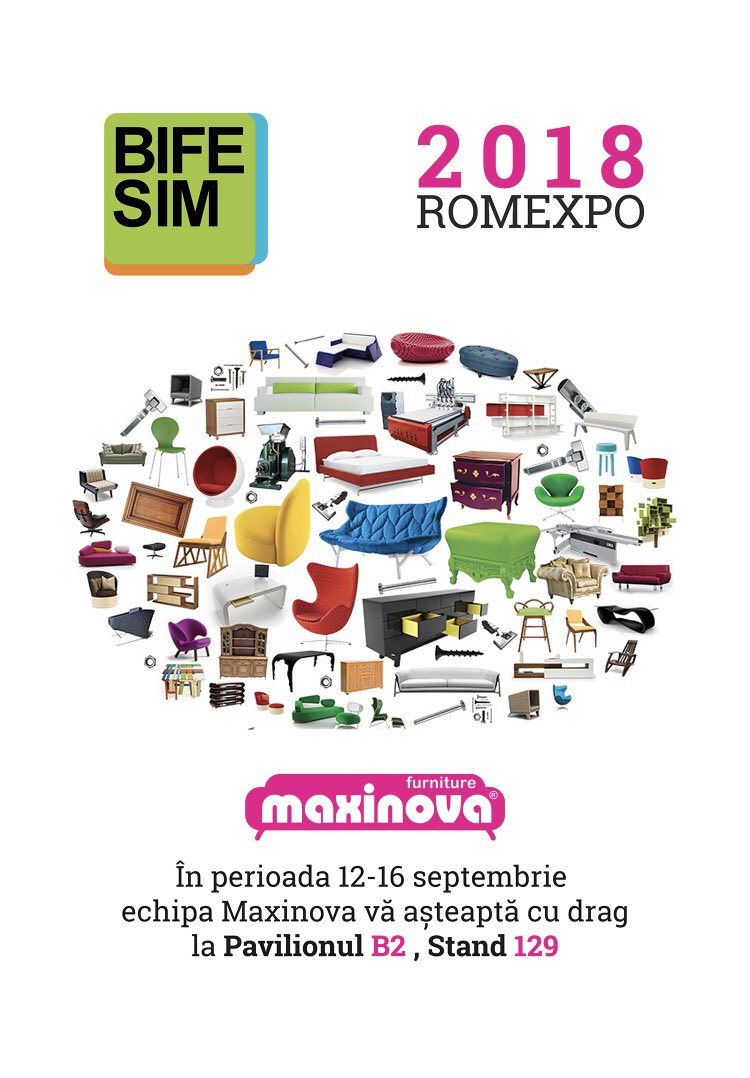 MaxinovaIka's tweet photo. https://t.co/21JV9vi6V5
#Maxinova are bucuria de a vă invita la Târgul Internațional #BifeSim 2018,
#Târgulinternaționaldemobilă, decorațiuni interioare, echipamente și accesorii BifeSim se va desfășura în cadrul #Romexpo, în perioada 12-16 septembrie 2018. https://t.co/KvDKxGx7SW