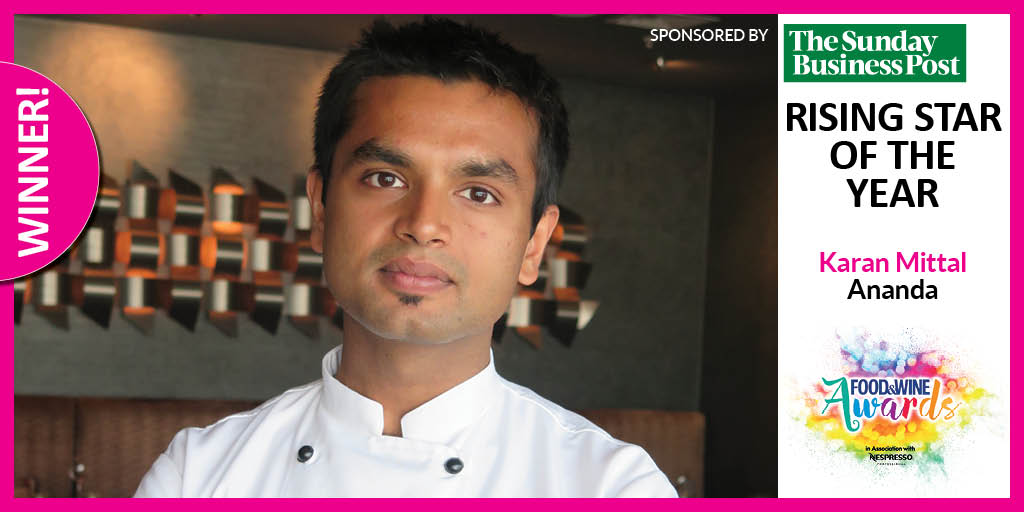Our Rising Star is someone you all know, it's Karan Mittal from Ananda! Award proudly sponsored by The Sunday Business Post! <a href="/karanmittalk/">karan mittal</a> @AnandaDundrum <a href="/sundaybusiness/">Fred</a>