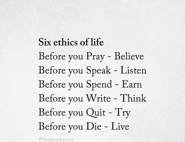 chintan vora on twitter six ethics of life do you agree