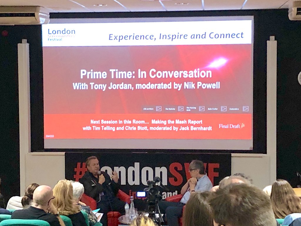 AdrienneAiken's tweet photo. Last day of this kinda thing at @londonswf #LSWF today. This was from Friday’s talk with The fabulous @tjordan952 What a lovely, genuine and funny guy he is too. https://t.co/82ejX5gozU