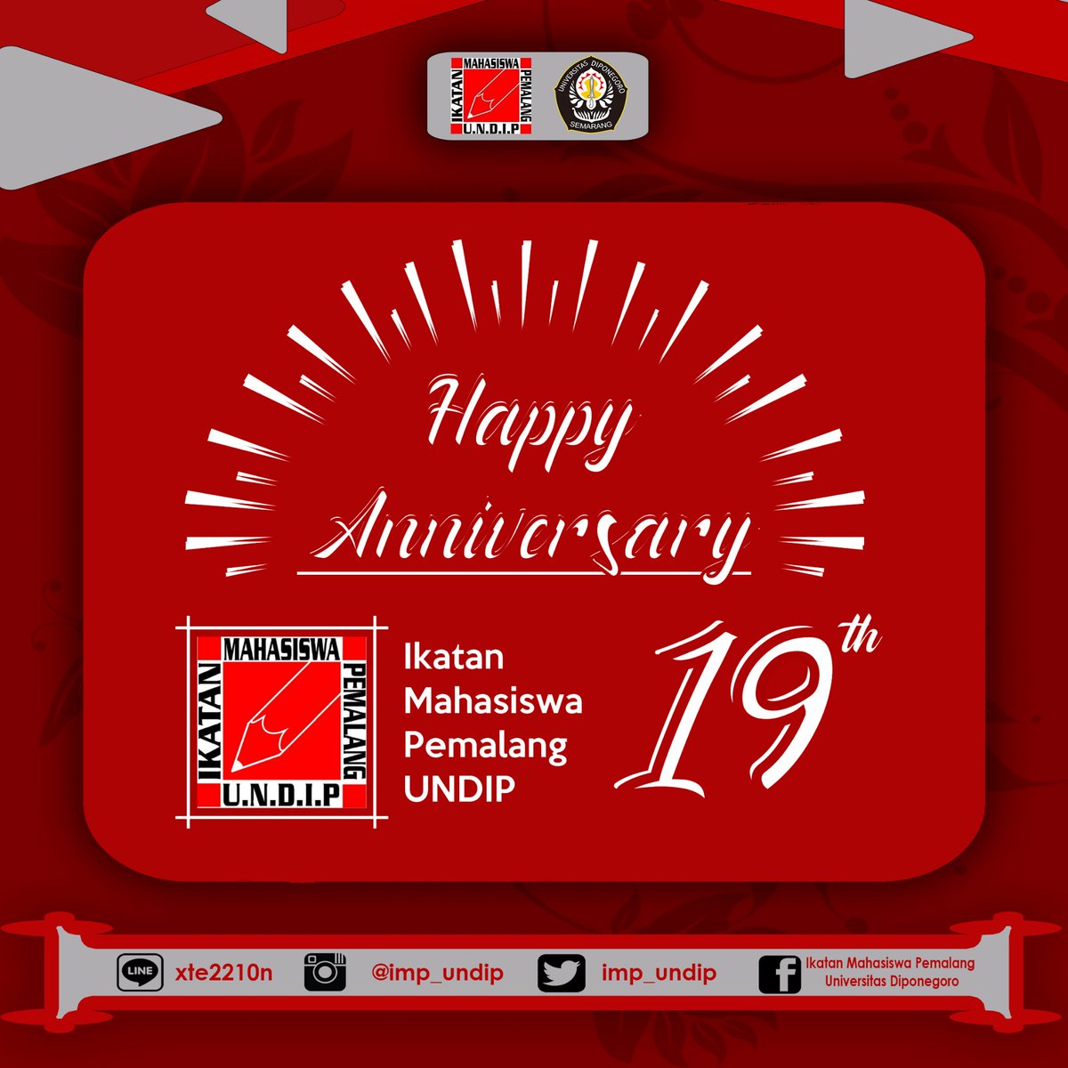 🎉Hari Lahir IMP UNDIP🎉

Hallo sahabat IMP UNDIP, kita telah menginjak usia yg tidak muda lagi 😂 dengan bertambah usia ini semoga Kapal IMP Undip ini terus berlayar menembus zaman yg telah maju. Terus semangat berkarya untuk Indonesia 💪

#IMPUNDIP
#WEARESUPER