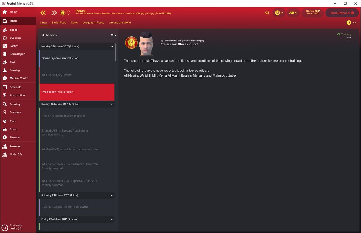 JourneyLen's tweet photo. Preseason in Libanon has started! #FM18 #Journeyman https://t.co/P8lw36lJAo