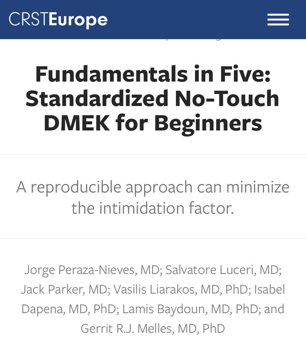 Fundamentals in Five: Standardized No-Touch DMEK for Beginners on @MillennialEYE crstodayeurope.com/?p=7825