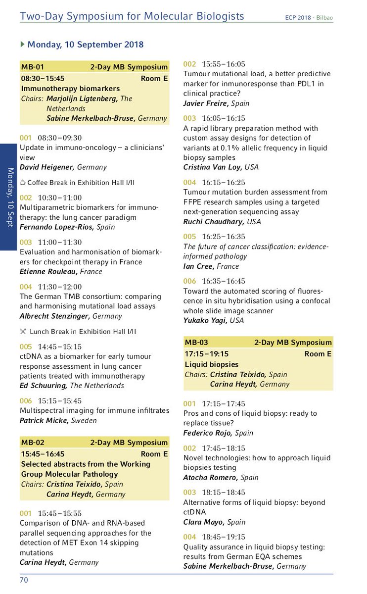 teixido_c's tweet photo. Join us for the Two-Day Symposium for Molecular Biologists, September 10-11 #ESPBilbao2018. Do not miss the opportunity! #molecularpathology #molecularbiology #patmol #biomarkers #Immunotherapy #NGS #liquidbiopsy #genetics #ECP2018 #AnatomiaPatológica #Pathology https://t.co/1Q0R9wHxNK