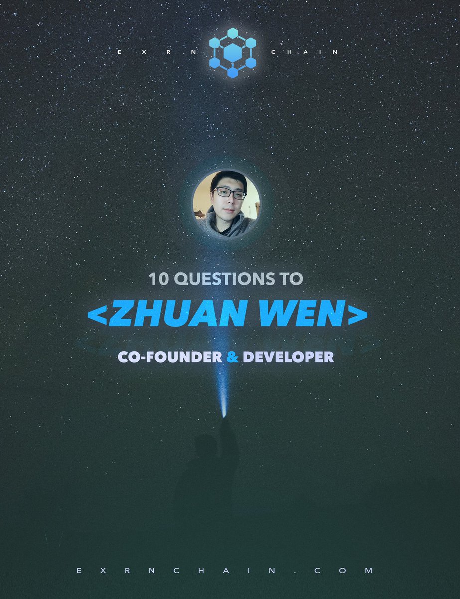 EXRNToken's tweet photo. 10 Questions to Zhuan Wen - $EXRN Co-Founder &amp; Developer
https://t.co/tOb3GRQBrn https://t.co/QwRQZKYPlN
