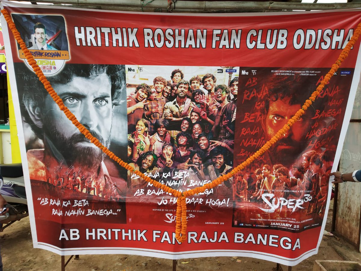 iAshuHr's tweet photo. #Super30Poster event celebration by @HRFC_Odisha Craze Begins for #Super30 @iHrithik sir @RelianceEnt @FuhSePhantom @NGEMovies @WardaNadiadwala @TheAmitSadh #HRXFilms #Super30ARFilter https://t.co/VKN39DLI7U