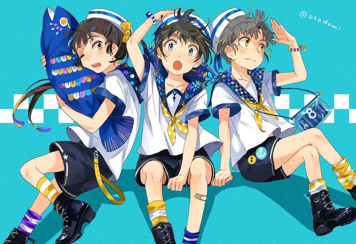 年齢操作 少し現パロ 尾浜久々知竹谷 ショタ 水兵服はッッジャス ティスッ 尾崎ドミノのイラスト