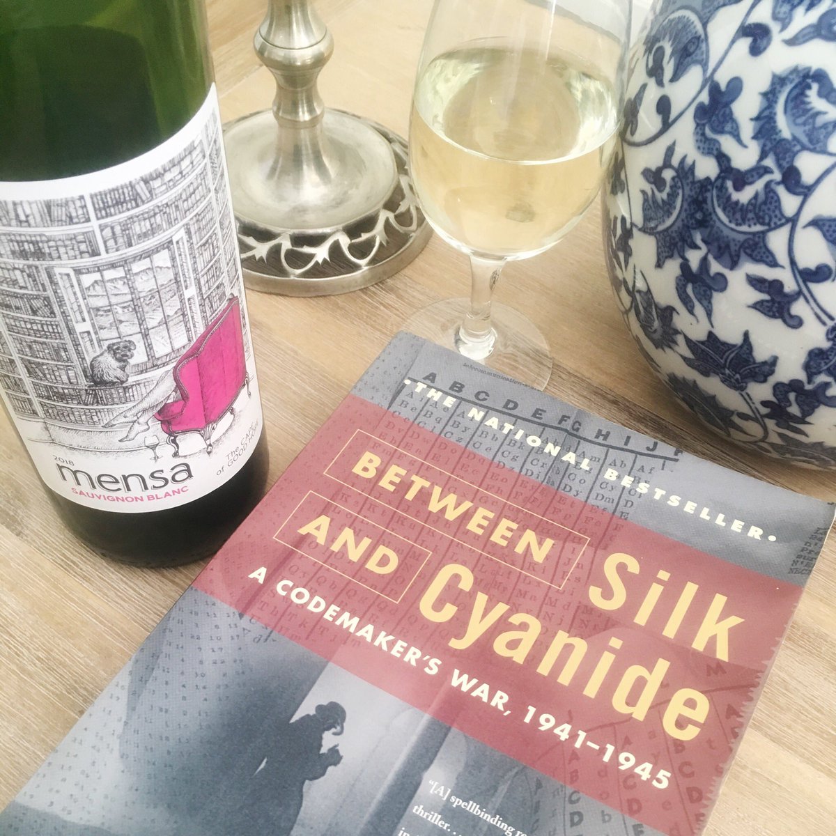 WhiskyoftheWeek's tweet photo. A suggestion for the @mensa_wine #MensaBookList : a bit heavier reading...  ‘Between silk and cyanide’ by Leo Marks paired with a Sauvignon Blanc   #LiveAGreatStory #SAVineShare https://t.co/9GOHE6iwbY