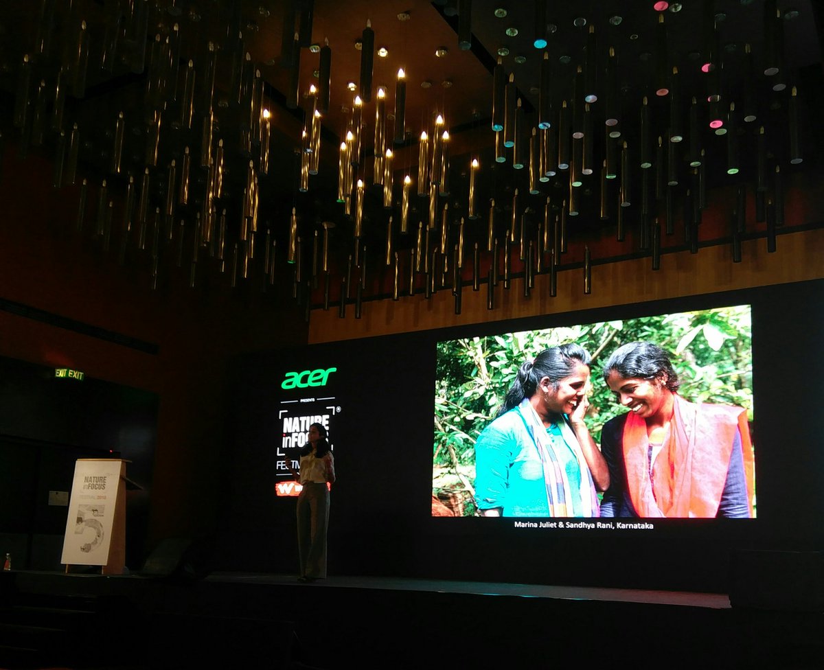 dincy_mariyam's tweet photo. Cara Tejpal of the Sanctuary Nature Foundation and a prolific writer talking about 'mud-on-the-boots' project that empowers grassroot level conservationists of the country #NiFFestival2018 #NatureInFocus https://t.co/ZxWNX5xbdn