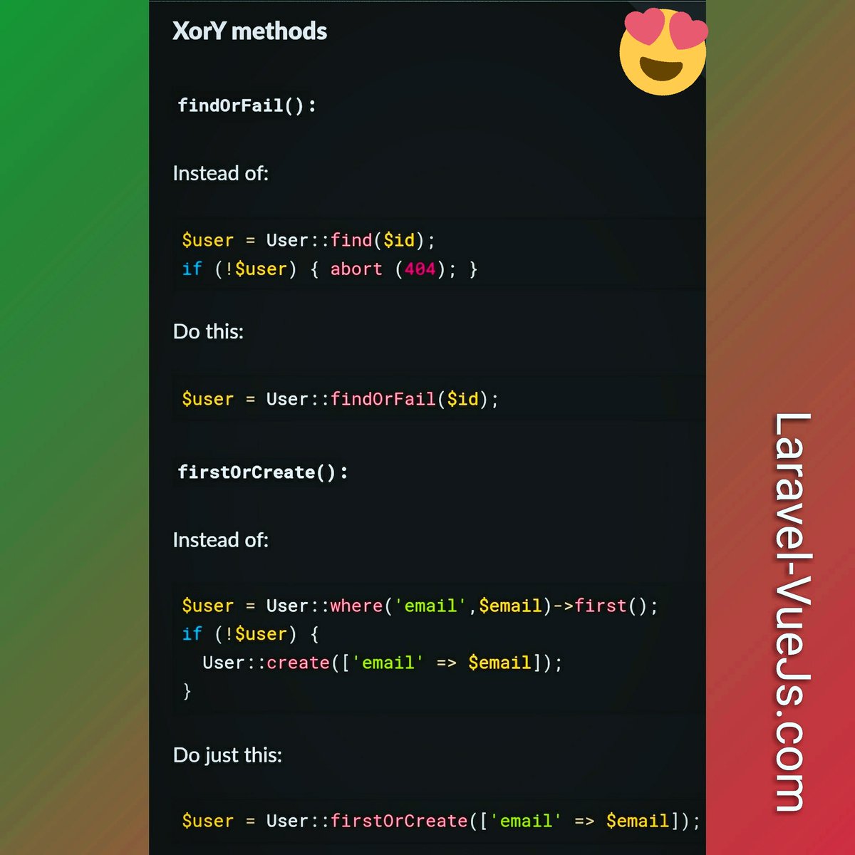LaravelVueJs's tweet image. laravelvuejs Laravel Eloquent Tips and Tricks
#laravelvuejs #Laravel #Vuejs #Tricks #Tips
 @laravelnews @laravel
