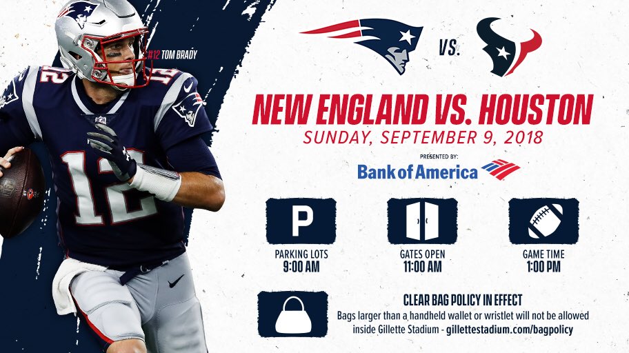 GilletteStadium's tweet photo. GAME DAY.

#HOUvsNE #GoPats https://t.co/QO6DMYubHM