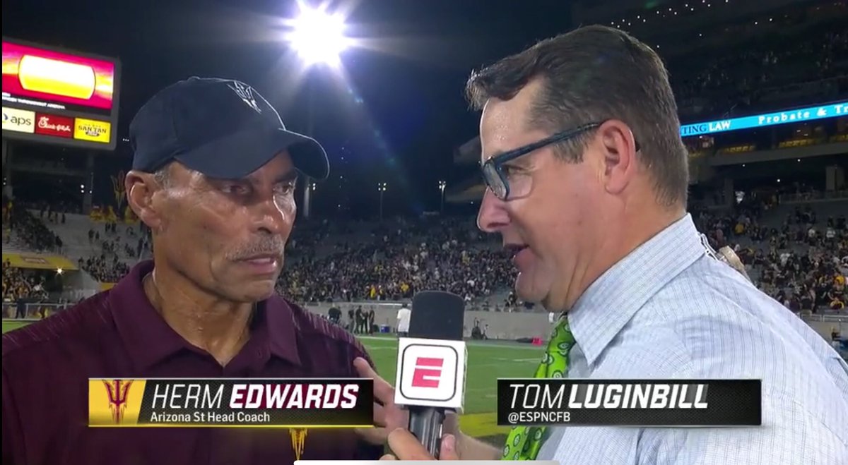 TonyDungy's tweet image. Congratulations to my man Herm Edwards and @ASUFootball   Huge win last night over Michigan State. The team showed fire and heart and I’m not surprised. Herm’s message postgame—“Stay humble and hungry!”
