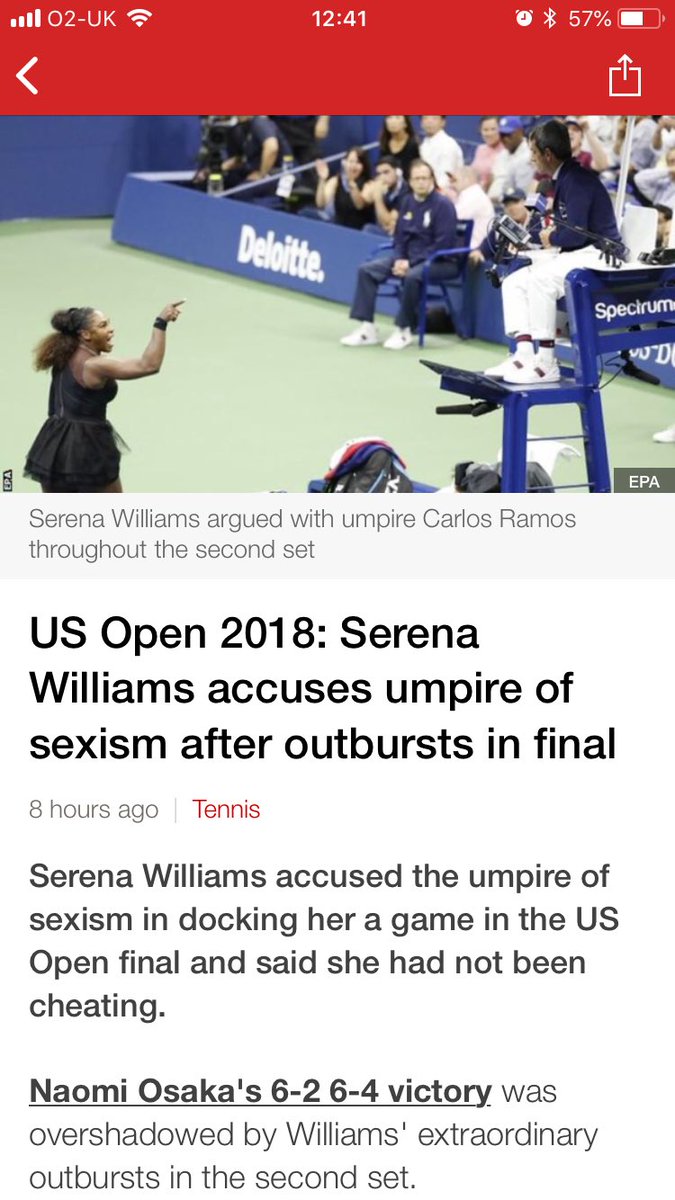 pcgamermark's tweet photo. No player is bigger than the game. No one should face abuse in the workplace, credit to the Umpire for treating @serenawilliams the same as any other player.  Who is the aggressor in this image? #tennis #cheat #UsOpenFinal #USOpen #SerenaWilliams https://t.co/R3WC2MtI7d