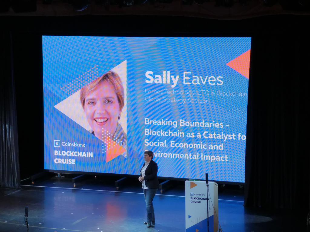 RebeccaCambel's tweet photo. Great topic by @sallyeaves today on the @CoinsBank Blockchain Cruise: How blockchain can be used for social, economic, and environmental impact! https://t.co/92sEeV8rGL