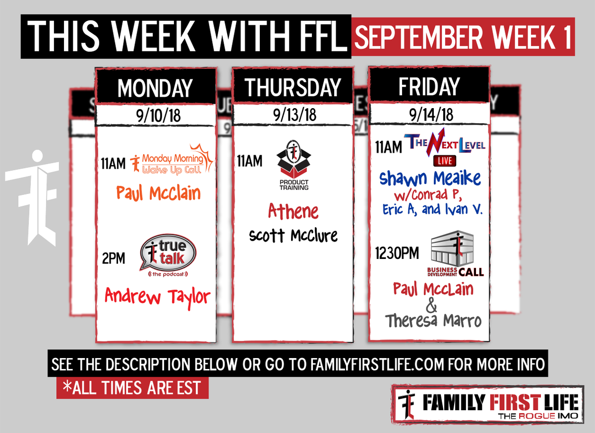 FamilyFirstLife's tweet photo. We have a big week of trainings planned for everyone this week! Mark your calendars! #WinWithFFL #InsuranceSalesTraining #ALLIN #InsuranceProfessional https://t.co/wu33xytvVE