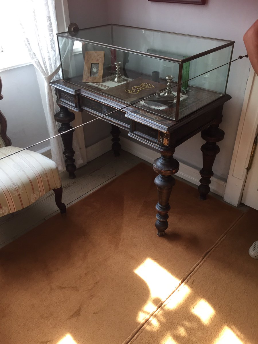 This little desk is that on which Tolstoy's wife Sofia wrote out several drafts of War and Peace. Tolstoy had poor sight and a barely-legible hand, which Sofia could read and transcribe for the printer.