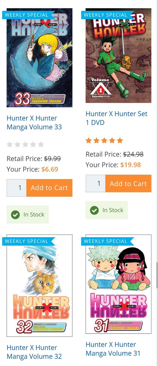 Hunter Hunter All Of Hunter X Hunter Manga And Anime Excluding Set 4 Are On Sale At Animetoday Thanks To The Courtesy Of Vizmedia T Co B1vkzzqz0i T Co Lpfnimxwcw