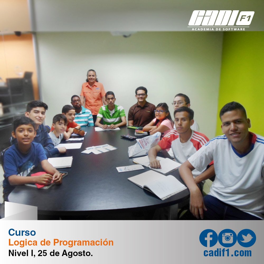 CADIF1's tweet image. Participantes del curso de Lógica de programación, quienes iniciaron el nivel I de esta importante área tecnológica.
¡Éxitos!
#CADIF1 #LógicaDeProgramación #YoProgramo #CursosBrquisimeto