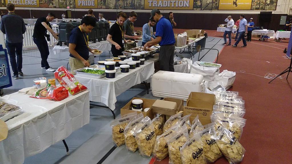 MembersGetIt's tweet photo. @wyohackathon @CaitlinLong_ @ConsenSys @eosfish @kopcho @UWyonews @BullPay @metax @uwyo @Mcnst @Microsoft @jgarzik @slashdot @OGBTC @HollandHart @Tyler_Lindholm @WyoBizCouncil And here comes the lunch from @qdoba ! #BreakinThrough #WyoHackathon https://t.co/YDFwE4RnbG