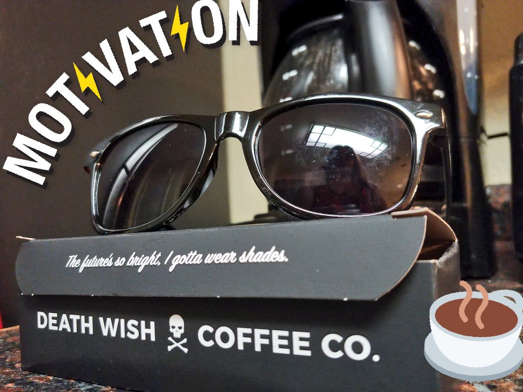 BrandiMaples's tweet photo. Thanks @DeathWishCoffee for my super sweet shades! Brewing as we speak 😎😎😎 https://t.co/cccj8Dyiqq