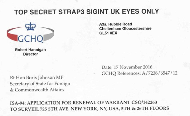 2. close-up #1 of the GCHQ document:please take note of the letter date - Nov. 17, 2016just 9 days after Trump electionand the name of the recipient: UK Foreign Secretary Boris JohnsonProject FULSOME = Spy Operation on Trump.