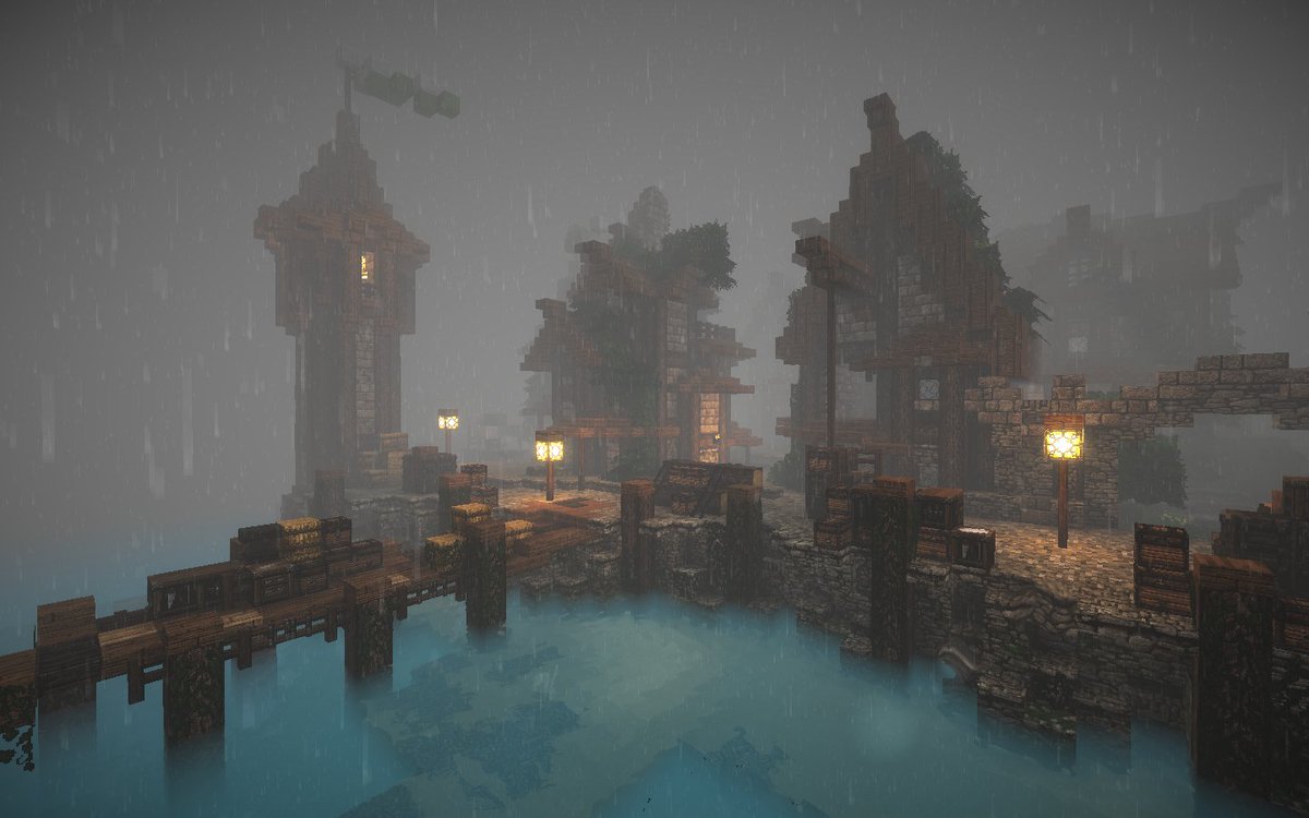 Triliton's tweet image. Lightning is also visible, if i only were fast enough to capture it in this moment. #Myshaders #Glsl #Minecraft